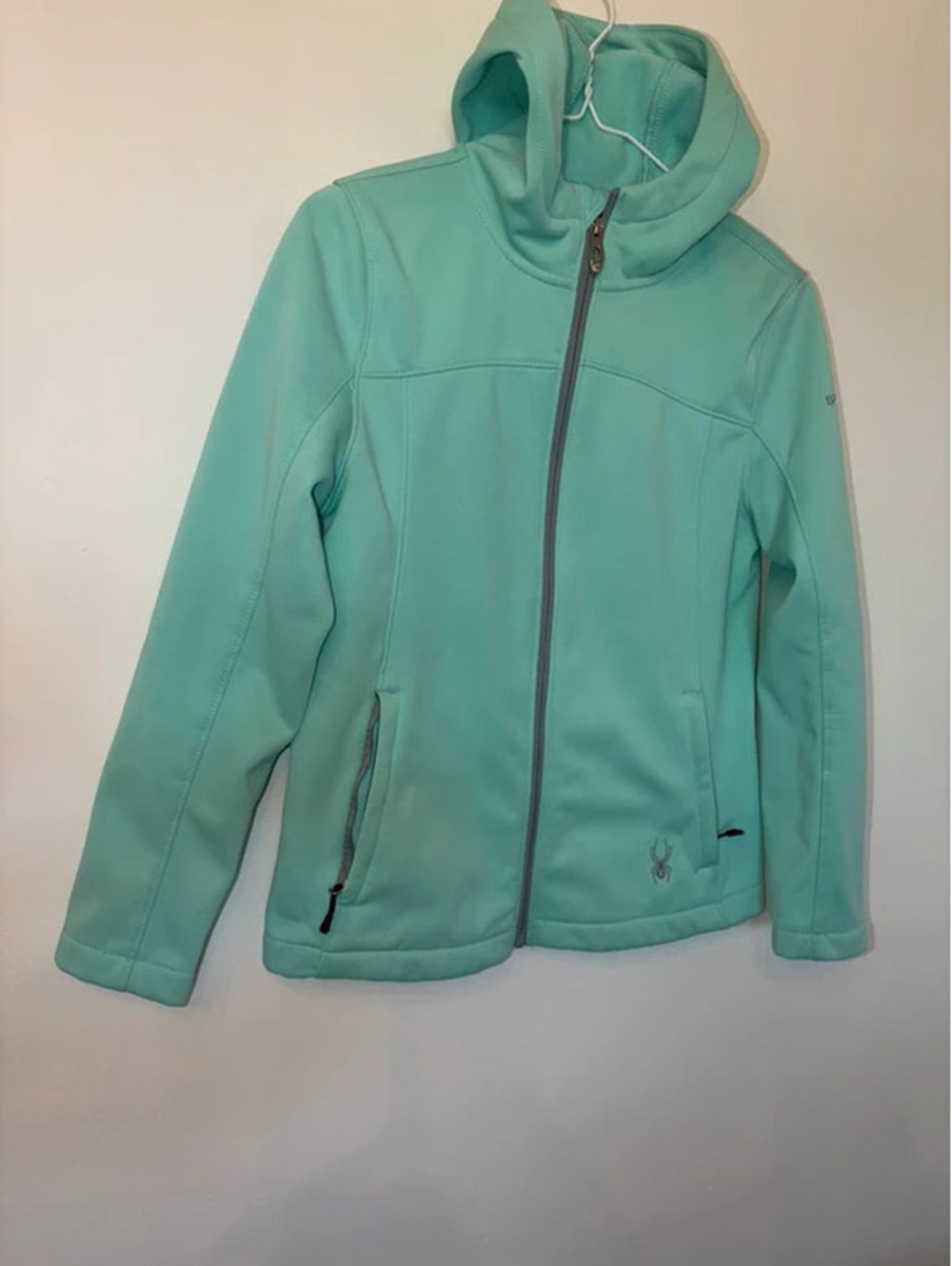 Pastel Mint Sage Spyder zip up  hoodie
